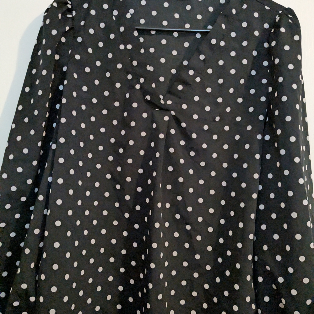 SHEIN Black and White Polka Dot Top